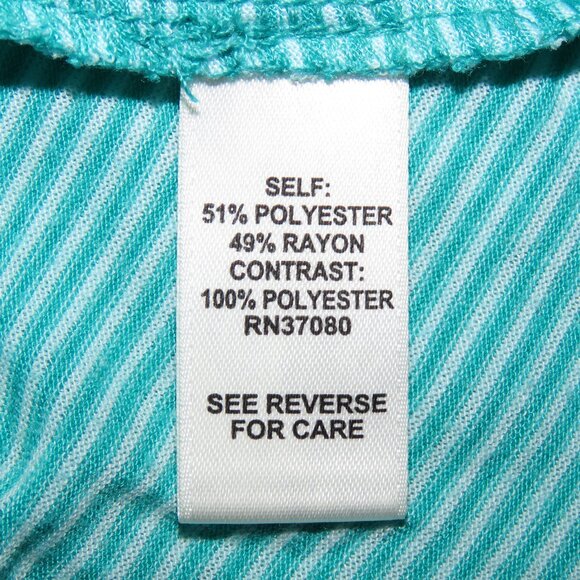 Cato Women's Green & White Striped Tank Top with Palm Trees Size L (C1641) - Picture 7 of 7